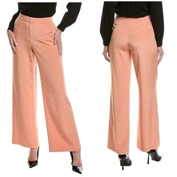 Lafayette 148 New York Pants - New Lafayette 148 Silk Blend Sullivan Wide Leg Pants Orange Peach Sz 6